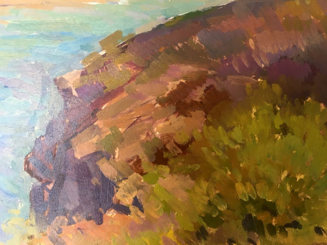 Oil painting River along the rocky shore Peter Tovpev - 7