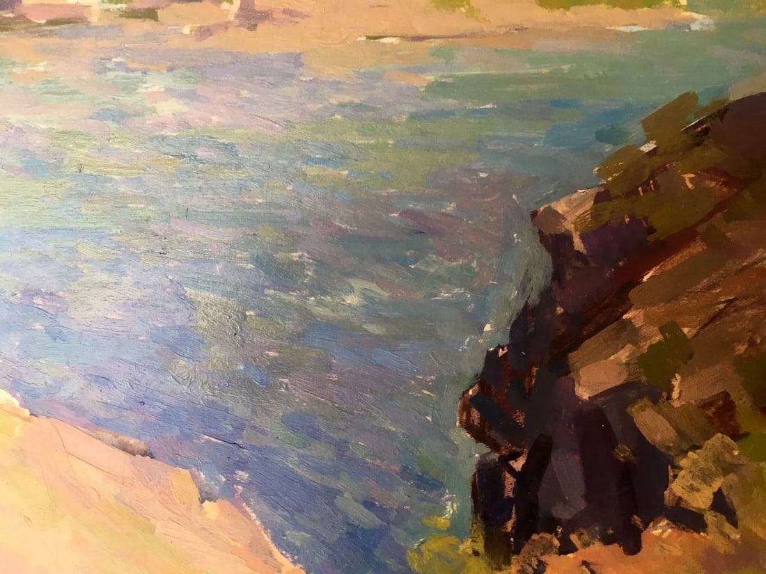 Oil painting River along the rocky shore Peter Tovpev - 8