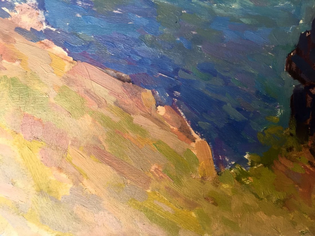 Oil painting River along the rocky shore Peter Tovpev - 9