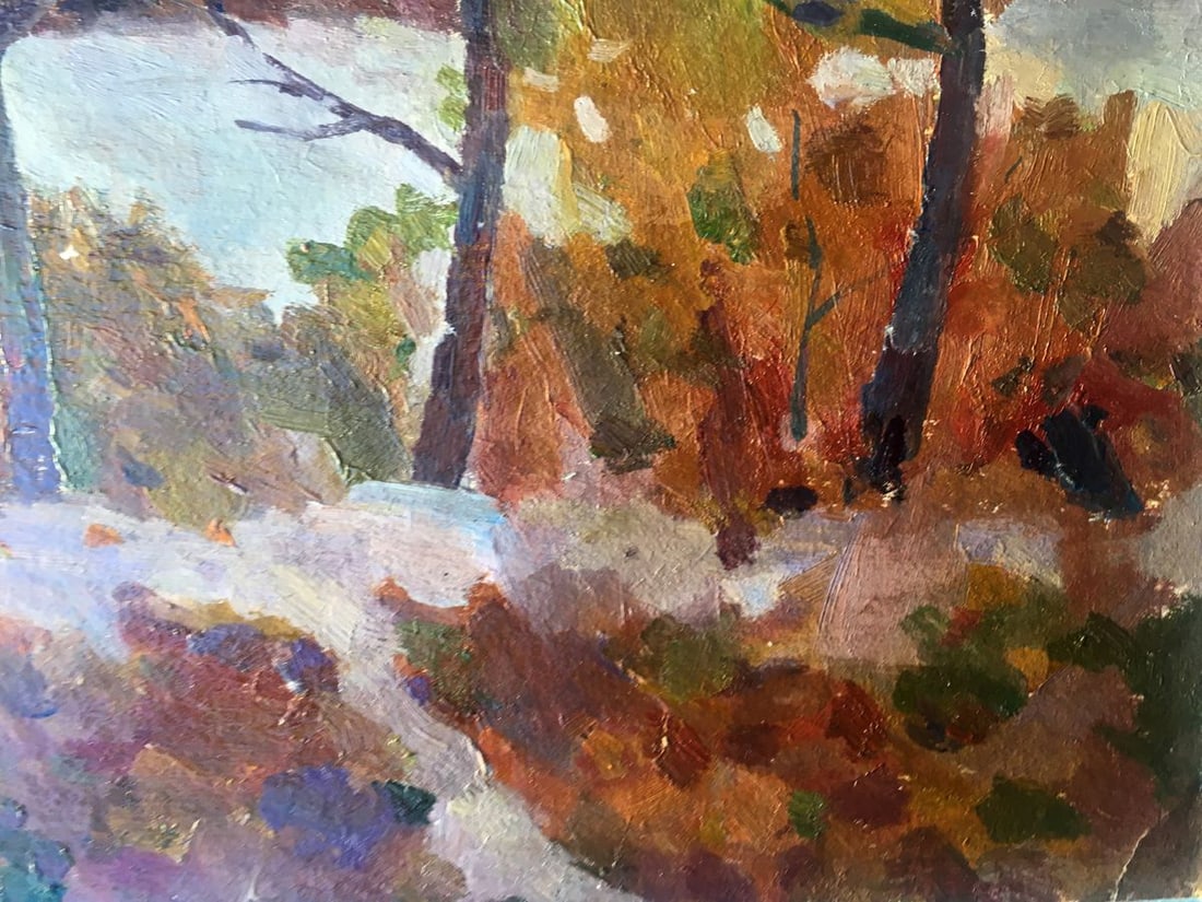 Oil painting Stream in the forest Peter Tovpev - 12