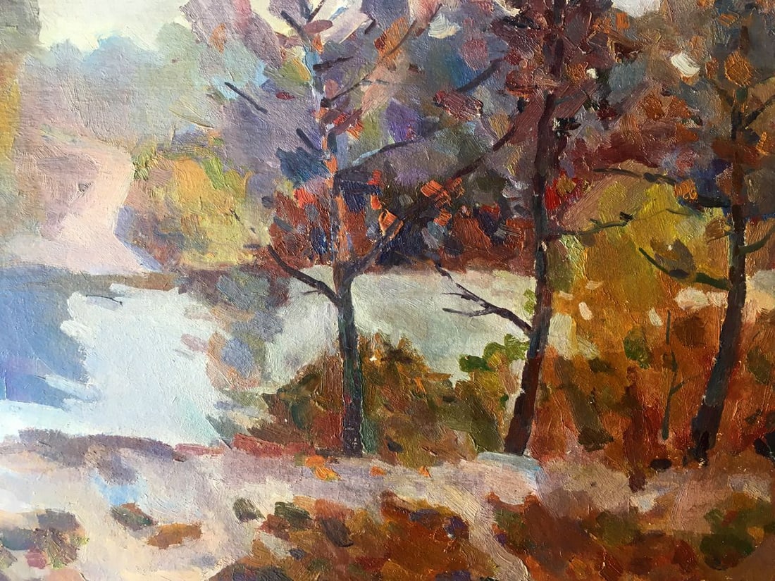 Oil painting Stream in the forest Peter Tovpev - 13