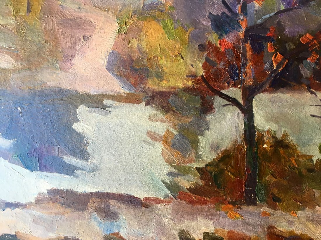 Oil painting Stream in the forest Peter Tovpev - 9
