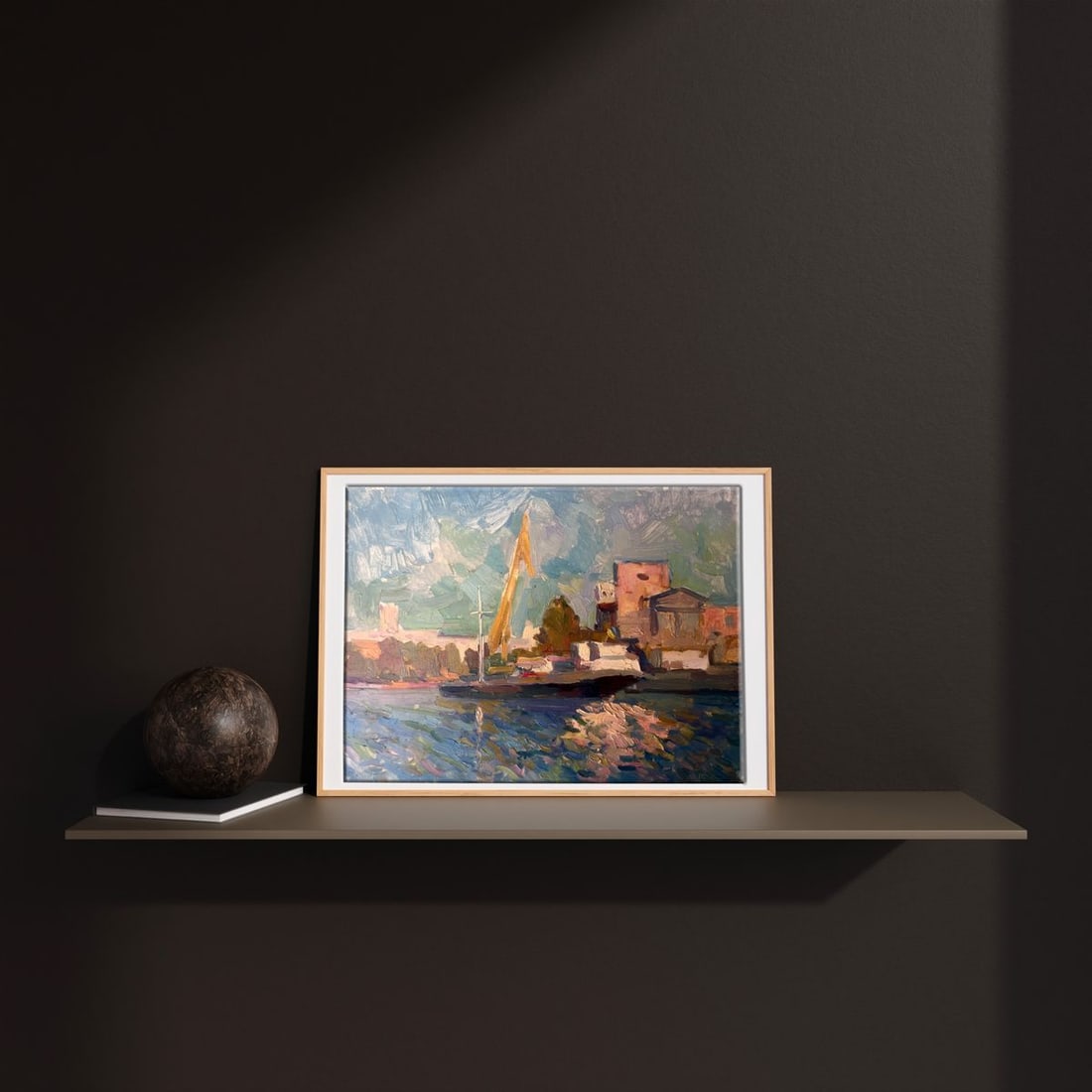 Oil painting City port Peter Tovpev - 2