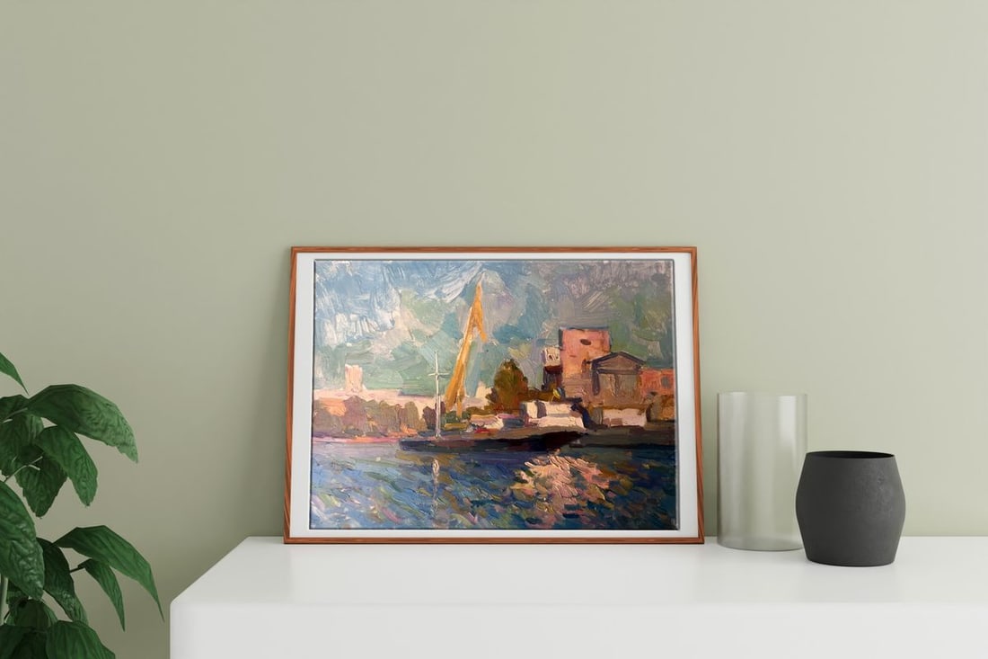 Oil painting City port Peter Tovpev - 3