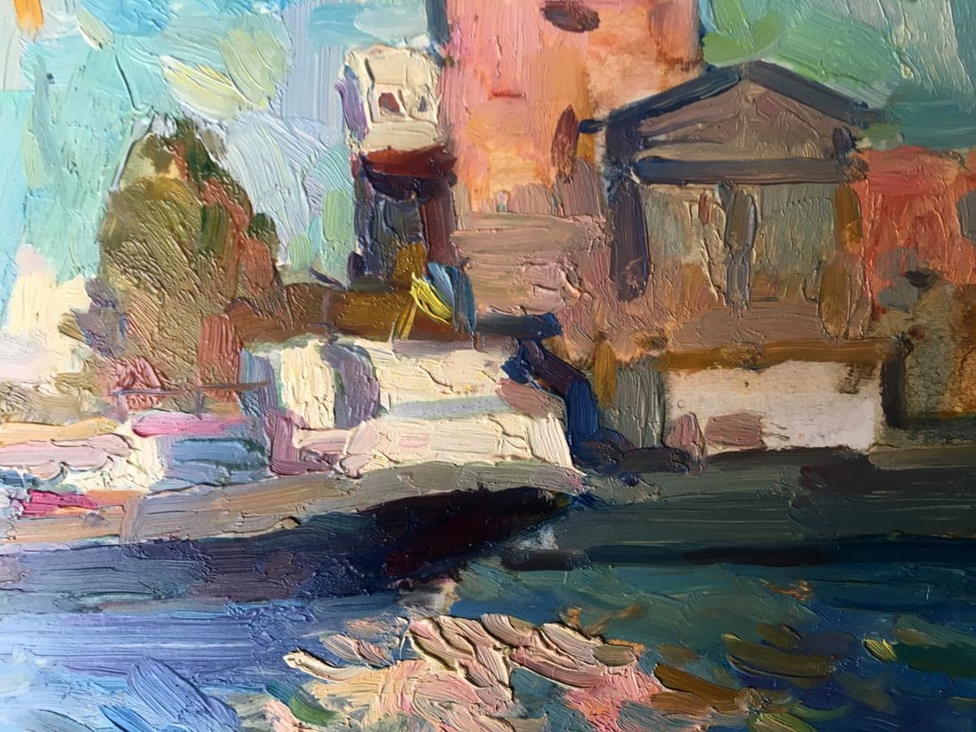 Oil painting City port Peter Tovpev - 4