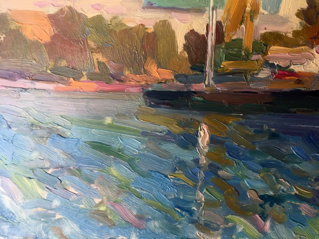 Oil painting City port Peter Tovpev - 5