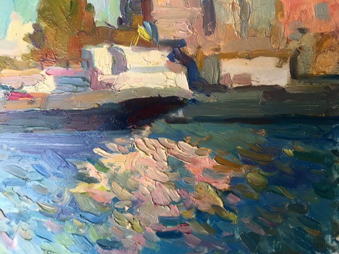 Oil painting City port Peter Tovpev - 6