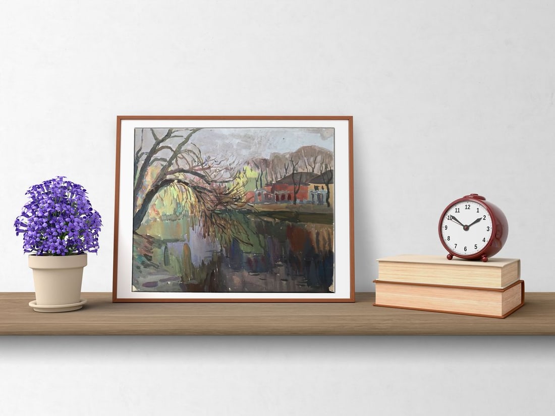 Oil painting By the river Unknown artist - 2