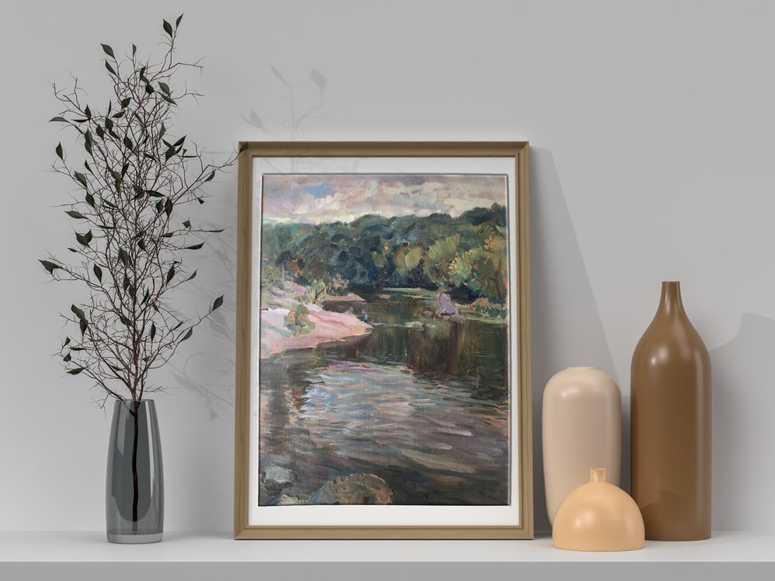 Oil painting River in the forest Unknown artist - 2
