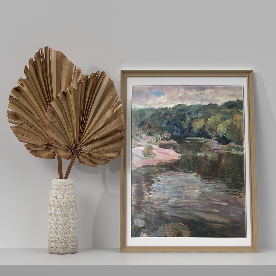 Oil painting River in the forest Unknown artist - 3