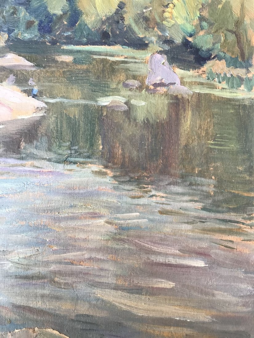 Oil painting River in the forest Unknown artist - 7