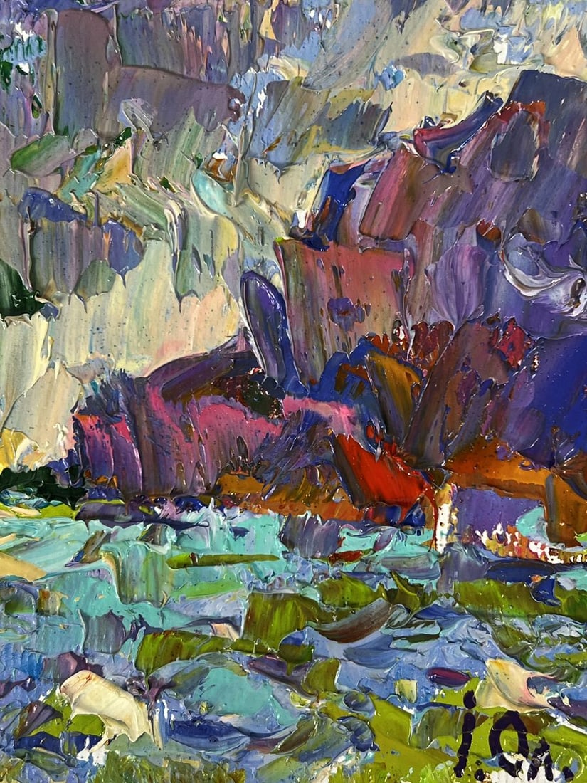 Oil painting Over a Mountain River Oleksiy Ivanyuk - 10