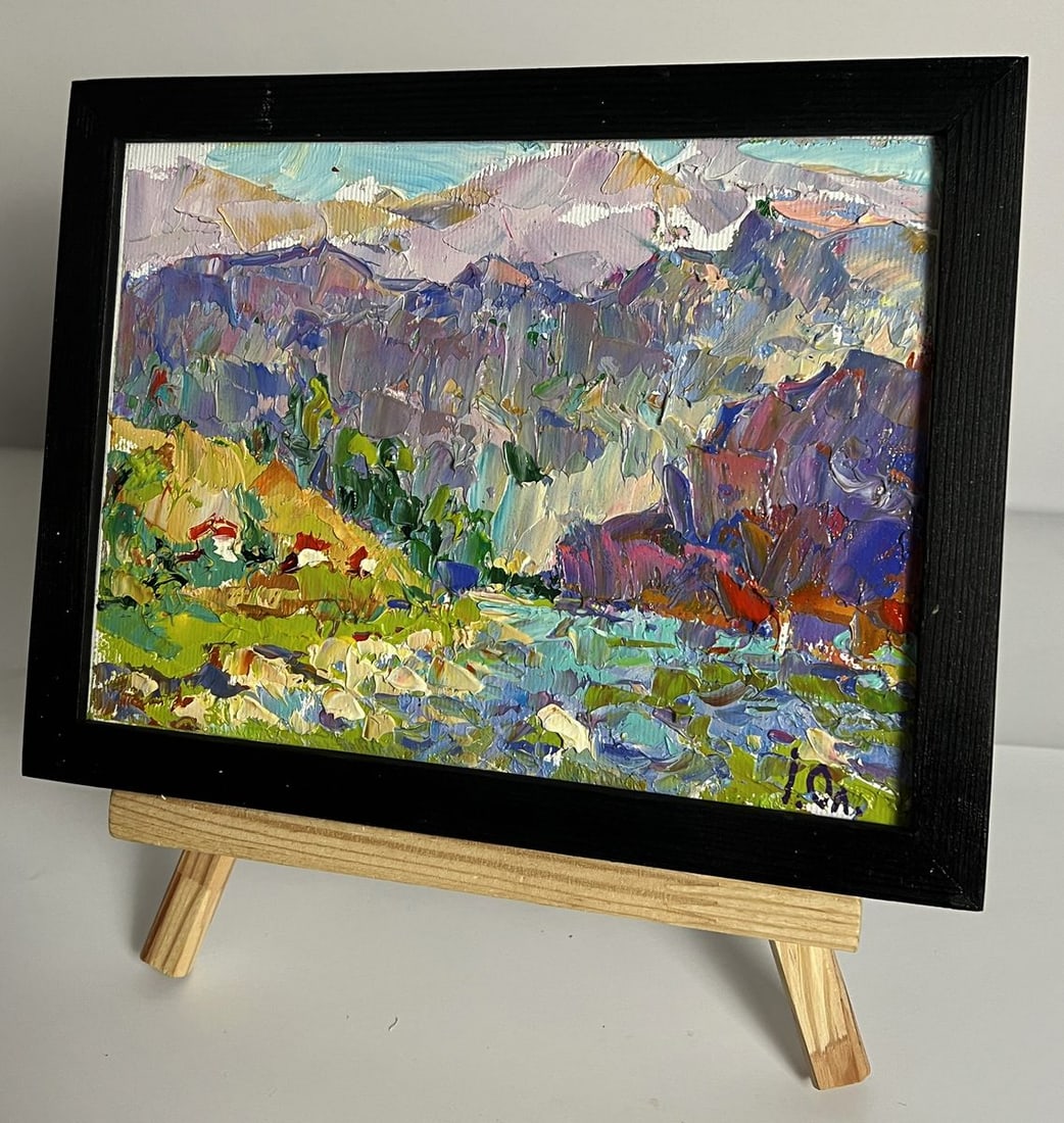 Oil painting Over a Mountain River Oleksiy Ivanyuk - 2
