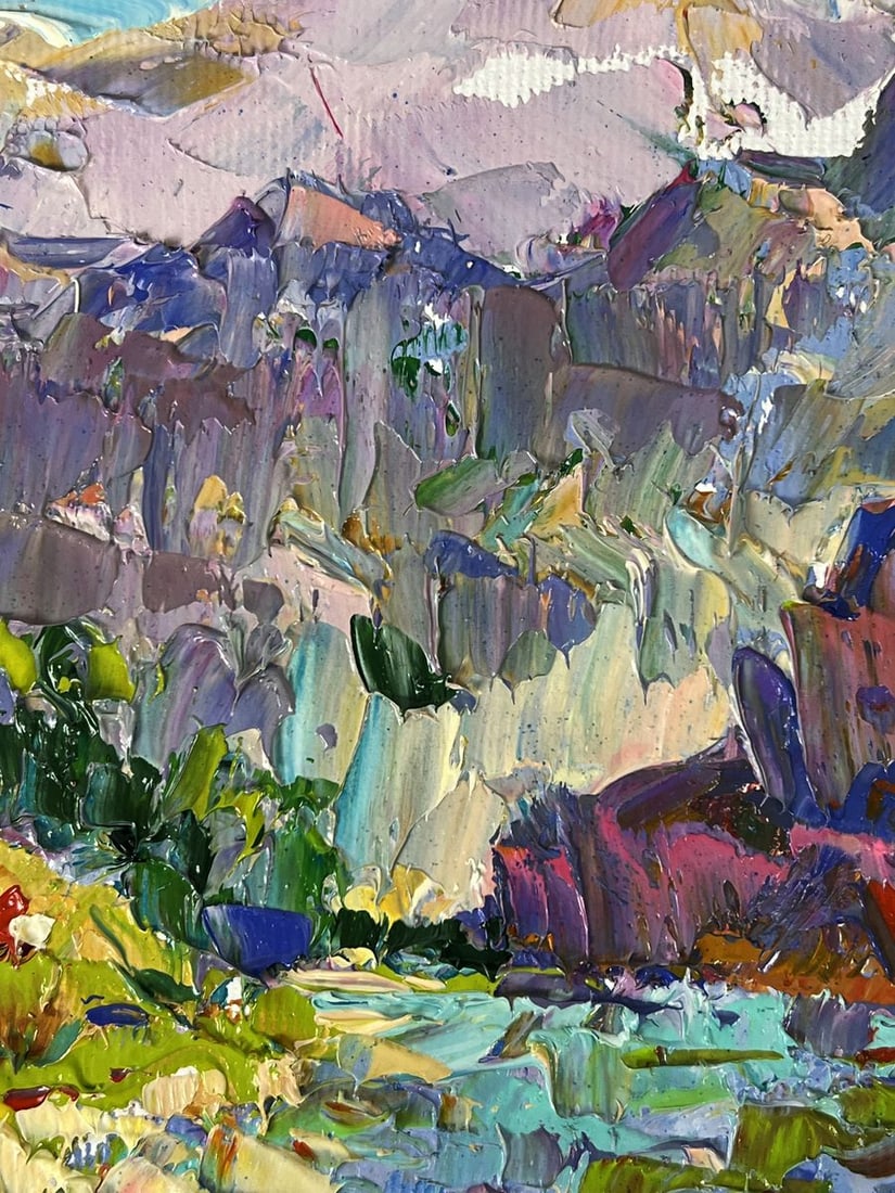 Oil painting Over a Mountain River Oleksiy Ivanyuk - 8