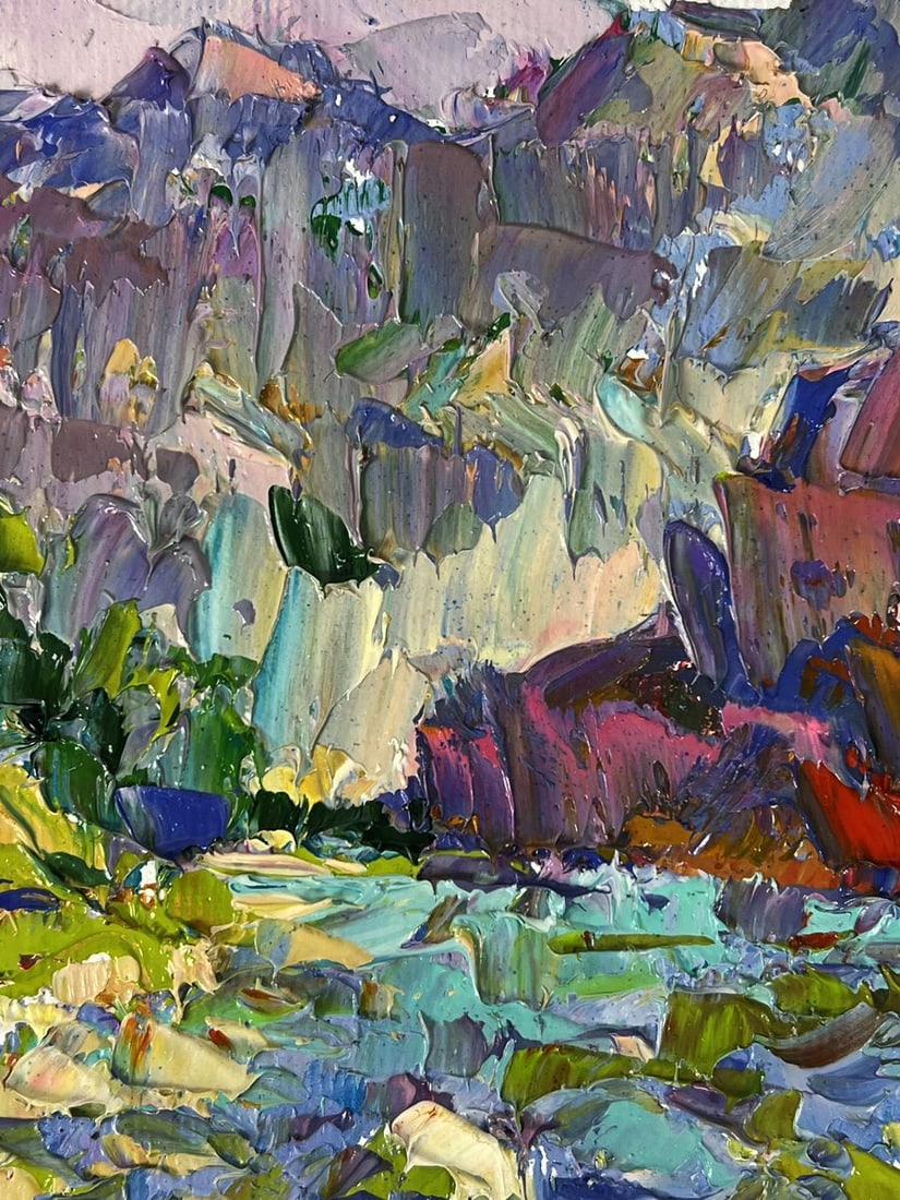 Oil painting Over a Mountain River Oleksiy Ivanyuk - 9
