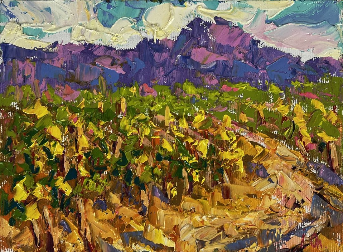 Oil painting Vineyards near the mountains Oleksiy Ivanyuk - 3