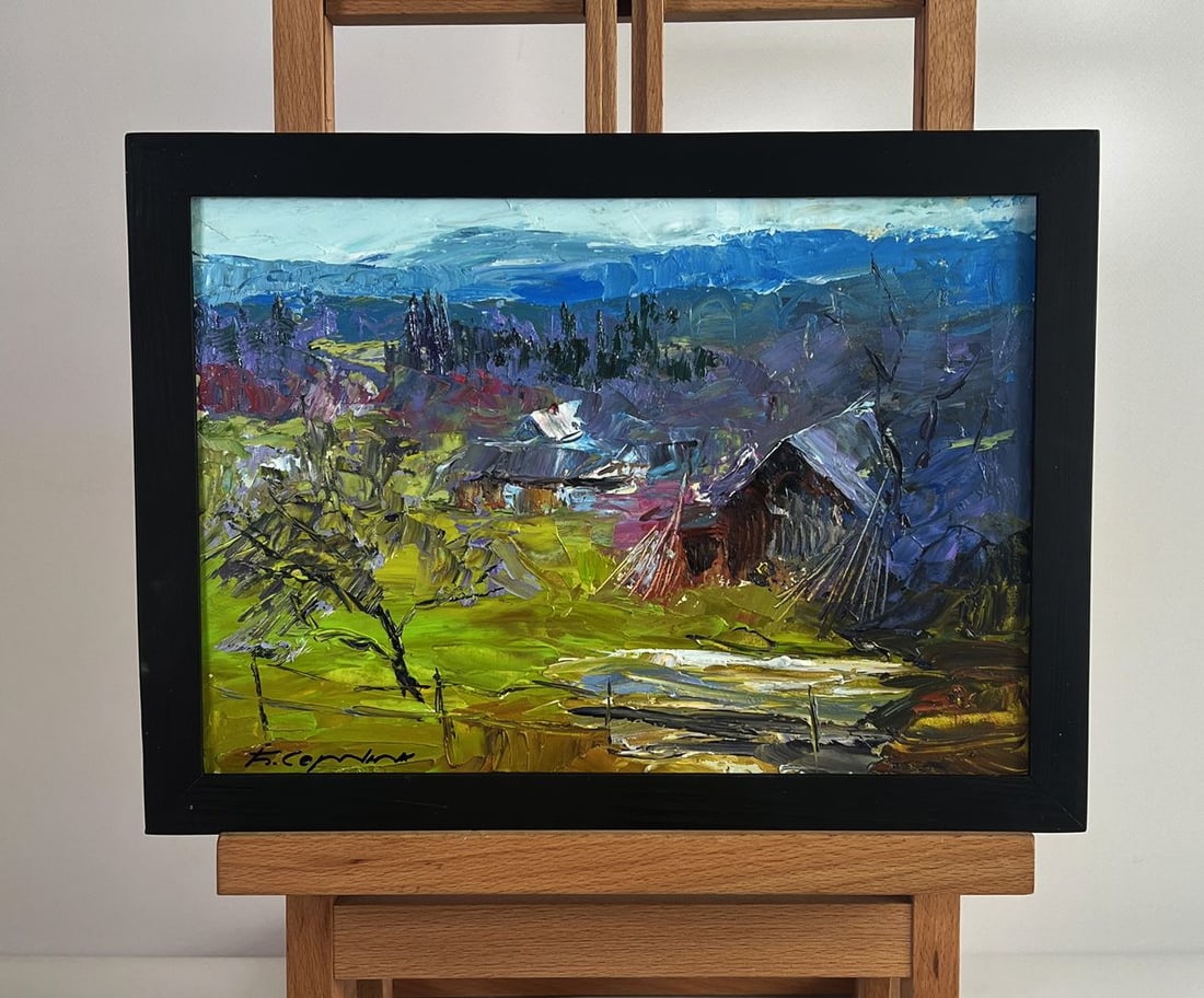 Oil painting Village in the mountains Boris Serdyuk: NoAAA6016*** ABOUT THIS PAINTING **** TITLE: "Village in the mountains"* ARTISTS: Serdyuk Boris Petrovich* SIZE: 21x30 cm/8.26x11.81 inches'* MEDIUM: oil, cardboard* HAND PAINTED: Original painting fr