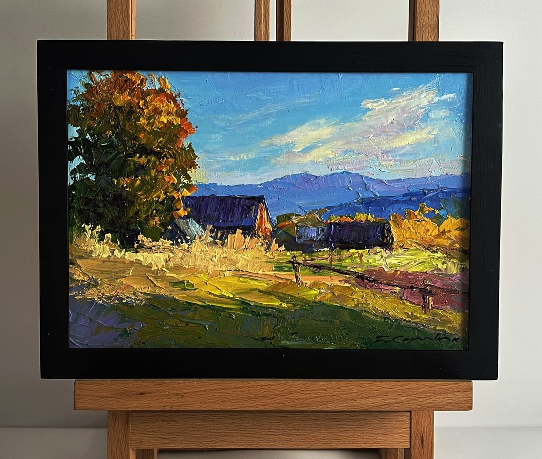 Oil painting House in the mountains Boris Serdyuk: NoAAA6034*** ABOUT THIS PAINTING **** TITLE: "House in the mountains"* ARTISTS: Serdyuk Boris Petrovich* SIZE: 21x30 cm/8.26x11.81 inches'* MEDIUM: oil, cardboard* HAND PAINTED: Original painting from