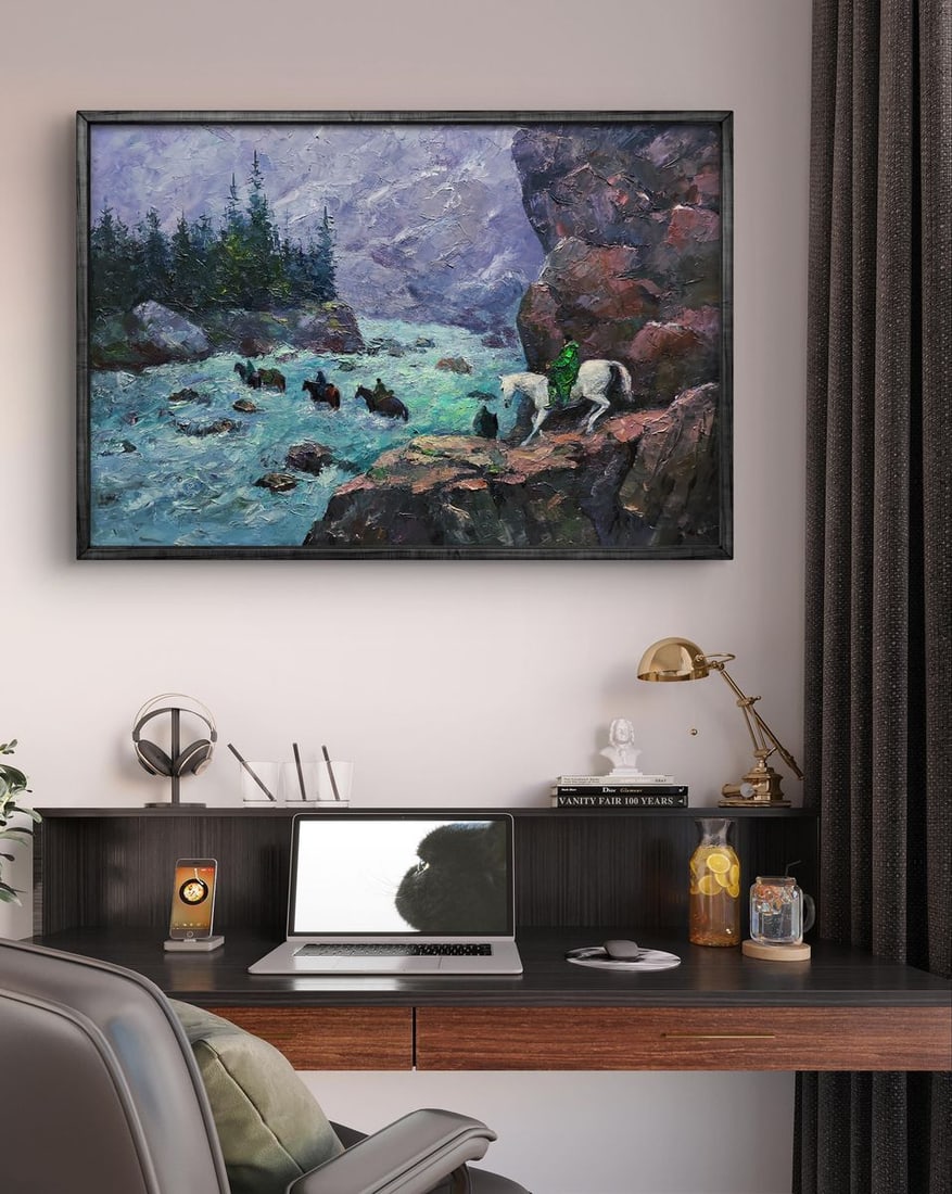 Oil painting Dangerous stream in the mountains Boris Serdyuk - 2