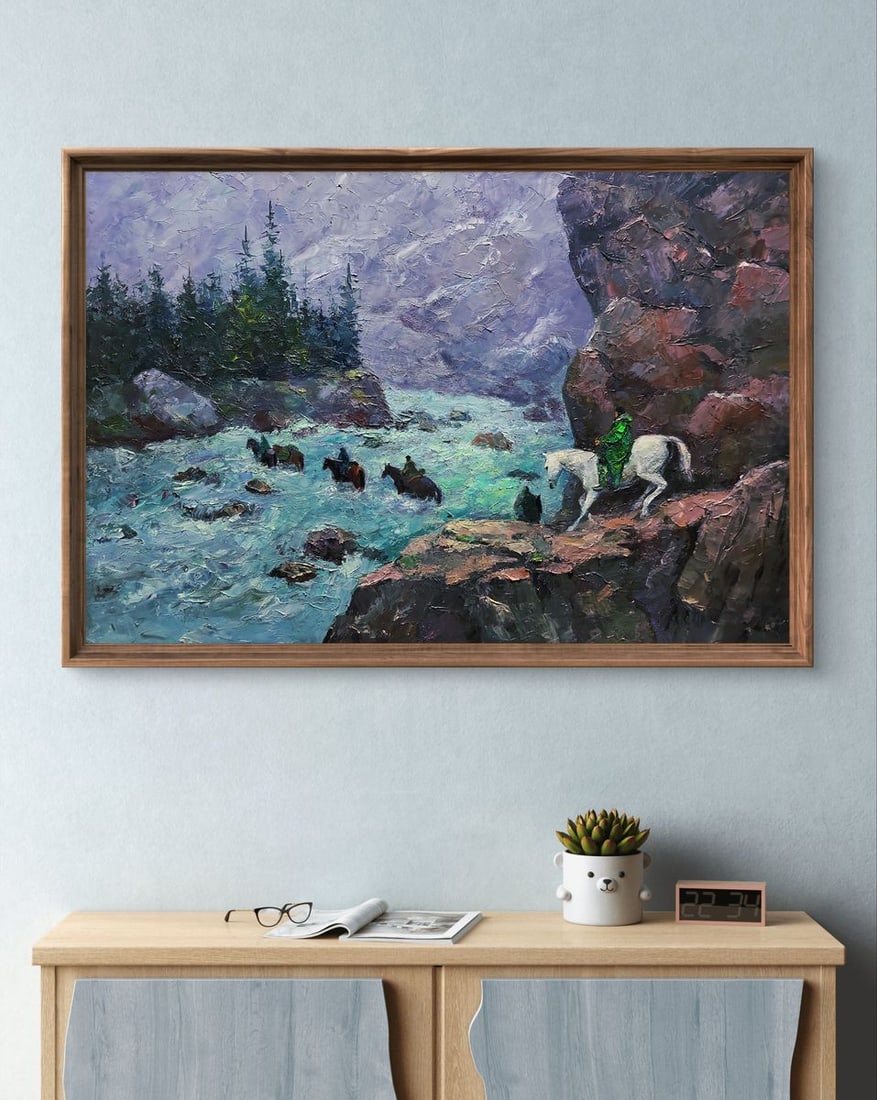 Oil painting Dangerous stream in the mountains Boris Serdyuk - 3