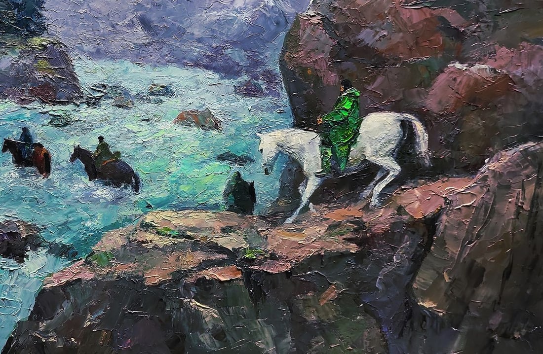 Oil painting Dangerous stream in the mountains Boris Serdyuk - 4