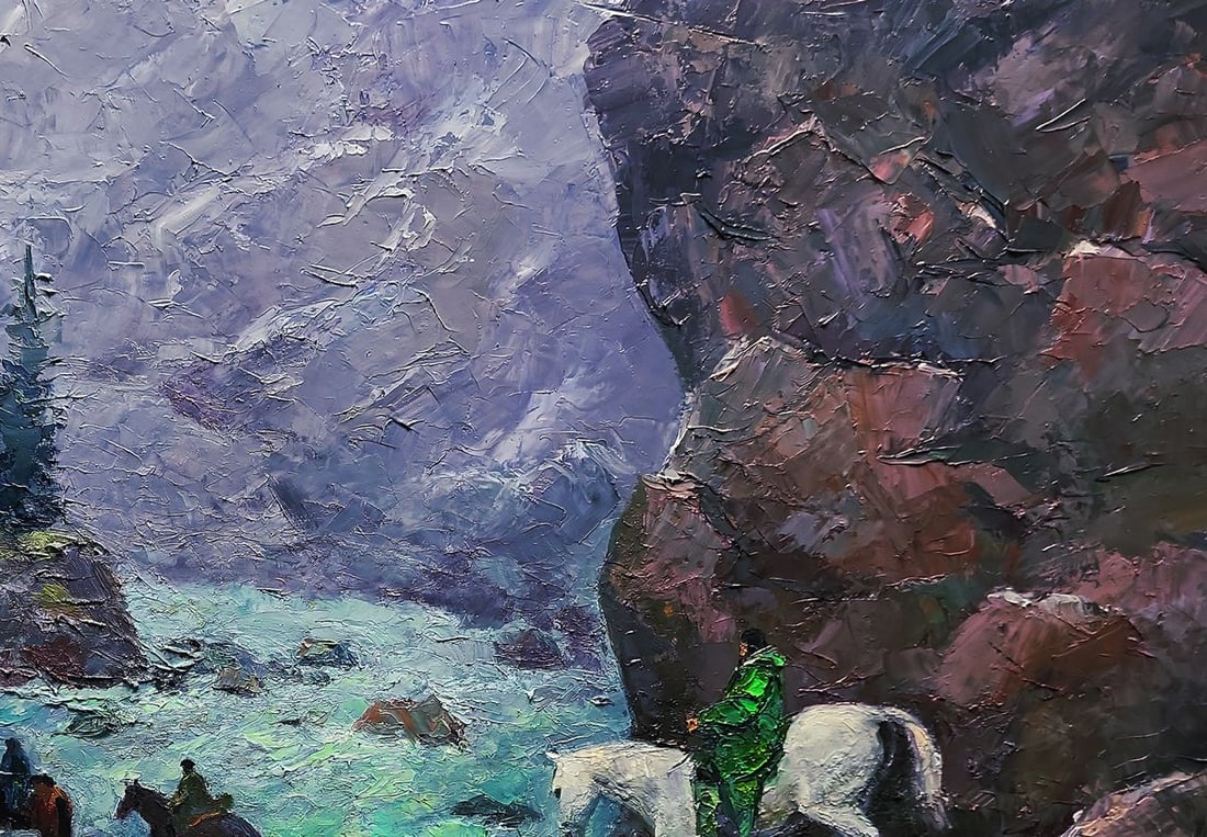 Oil painting Dangerous stream in the mountains Boris Serdyuk - 7