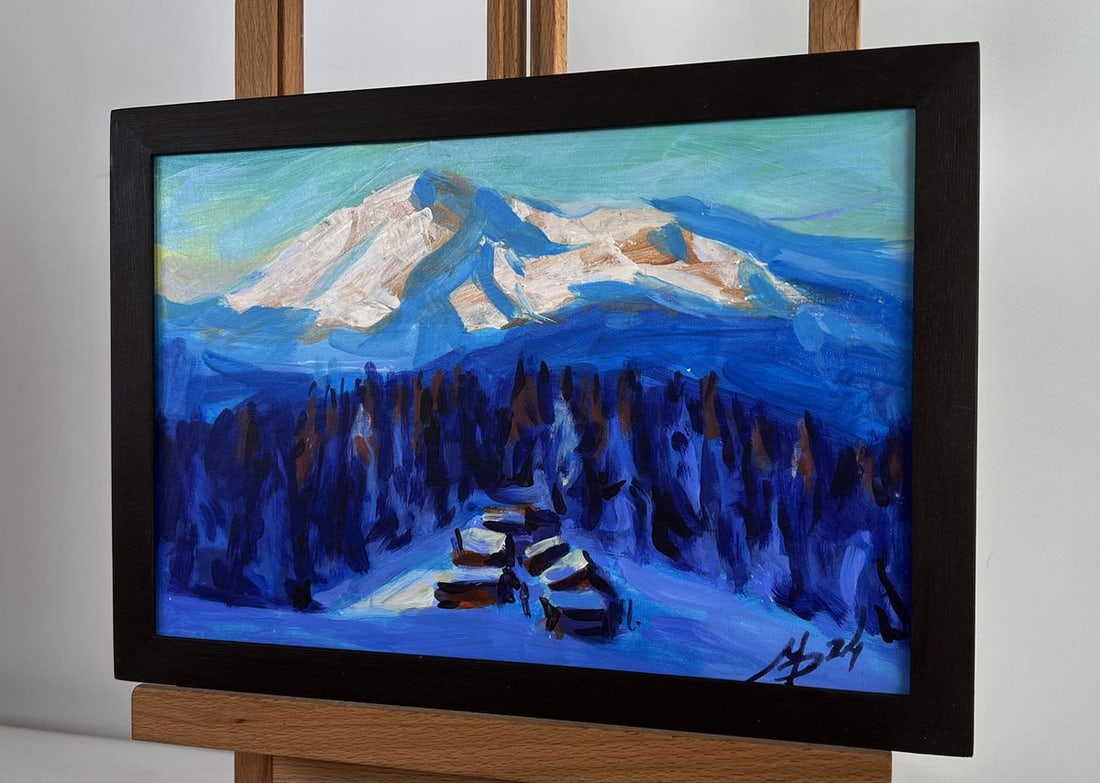 Acrylic painting Frosty evening in the mountains Mykhailo Patskan - 2