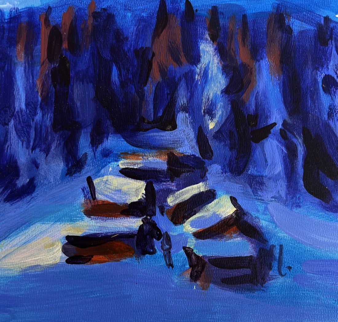 Acrylic painting Frosty evening in the mountains Mykhailo Patskan - 8