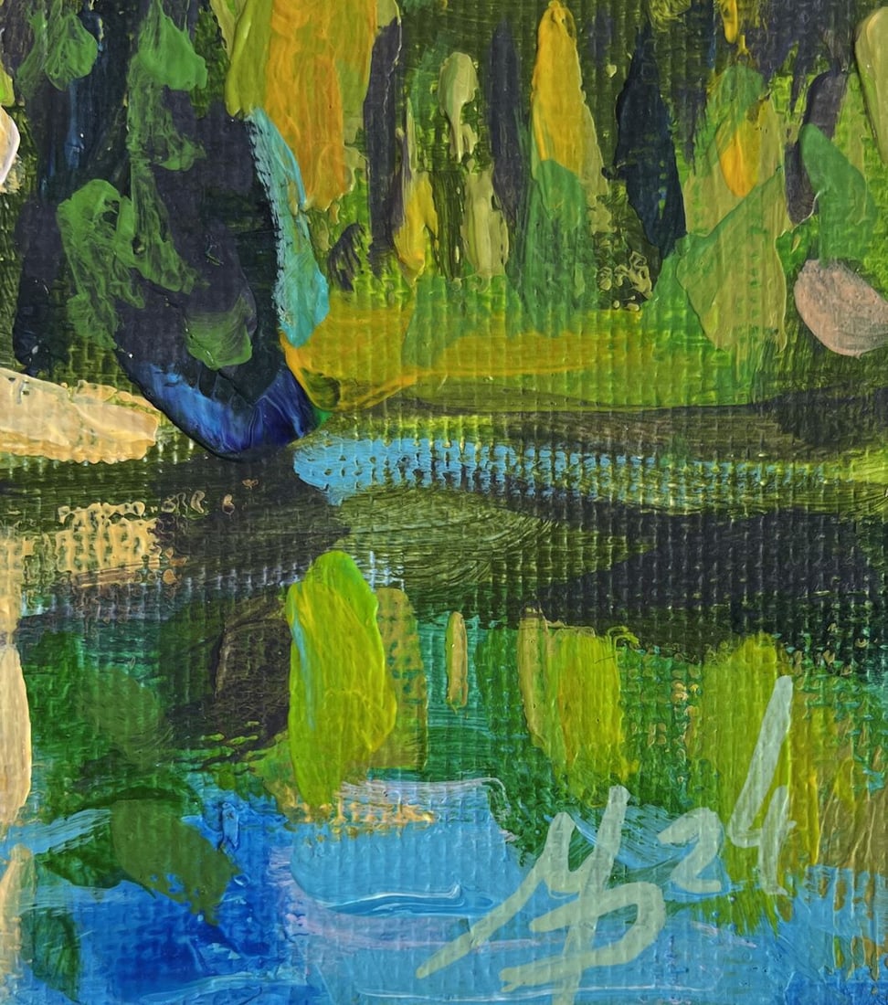 Acrylic painting Summer reflection of the peaks Mykhailo Patskan - 9