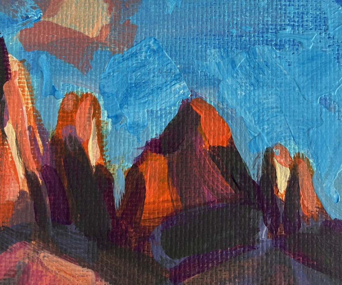 Acrylic painting Mountain valley and lake Mykhailo Patskan - 4