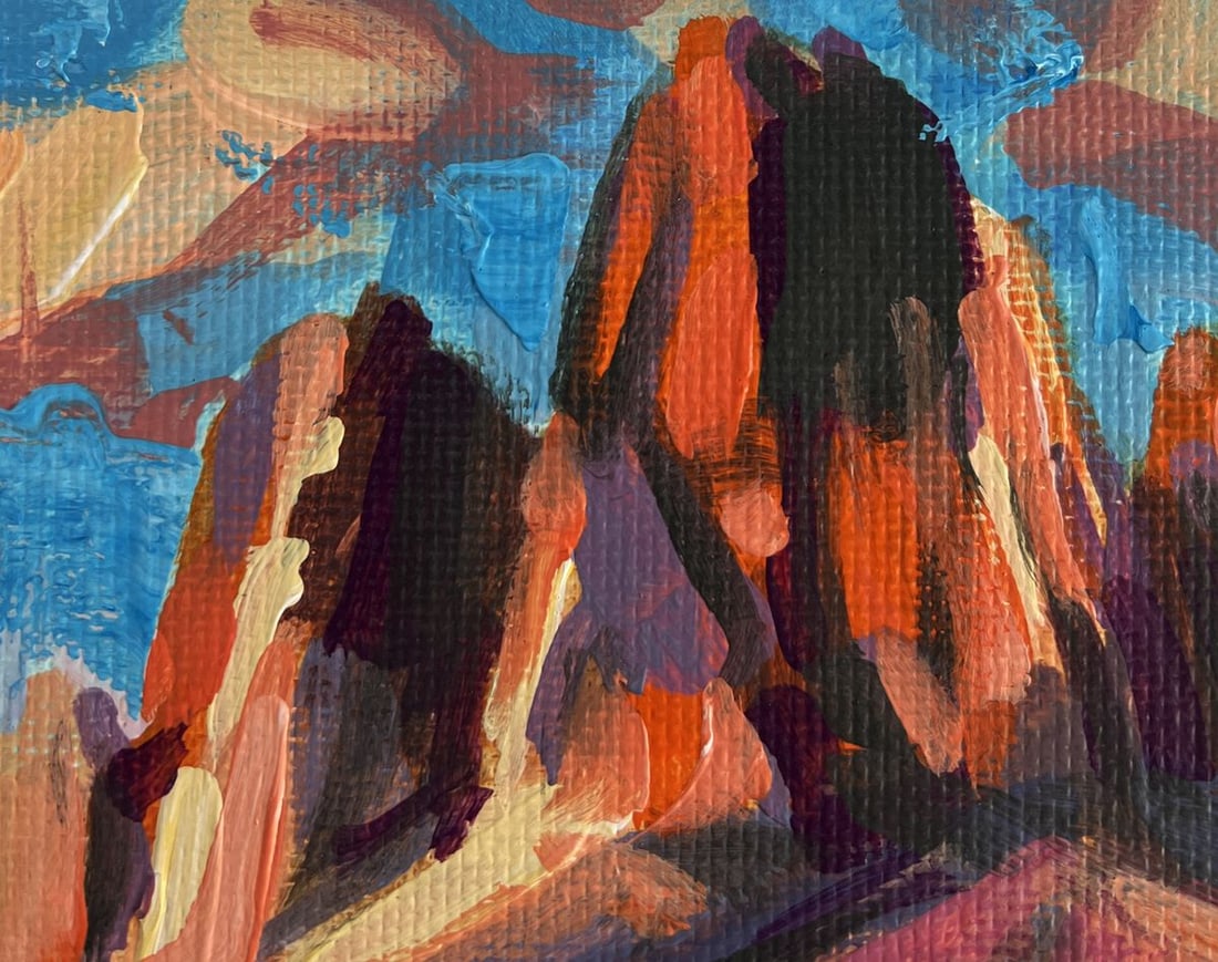 Acrylic painting Mountain valley and lake Mykhailo Patskan - 5