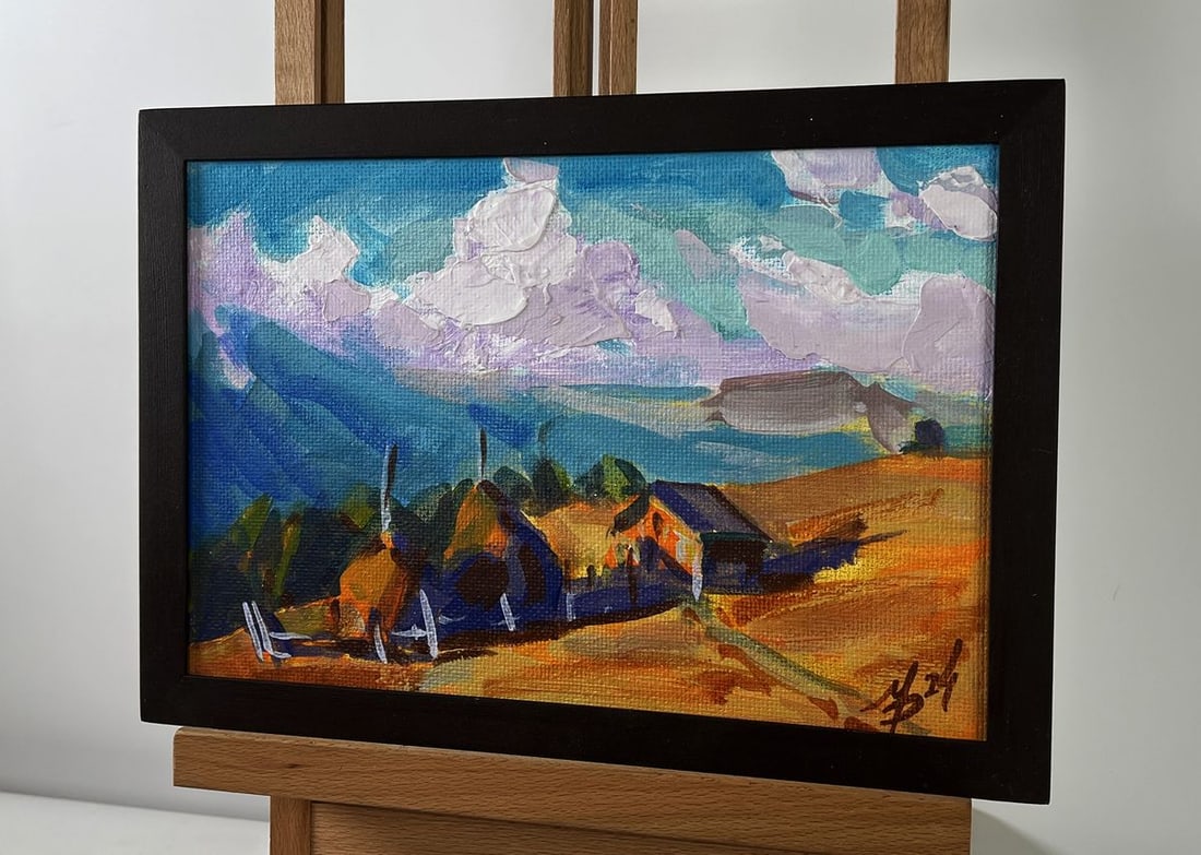 Acrylic painting House in the mountains Mykhailo Patskan - 2