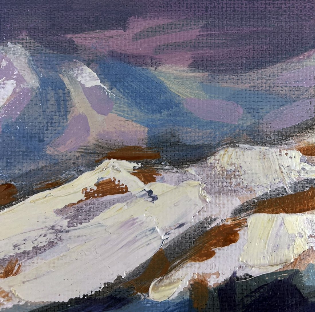 Acrylic painting Snow capped mountain peaks Mykhailo Patskan - 4