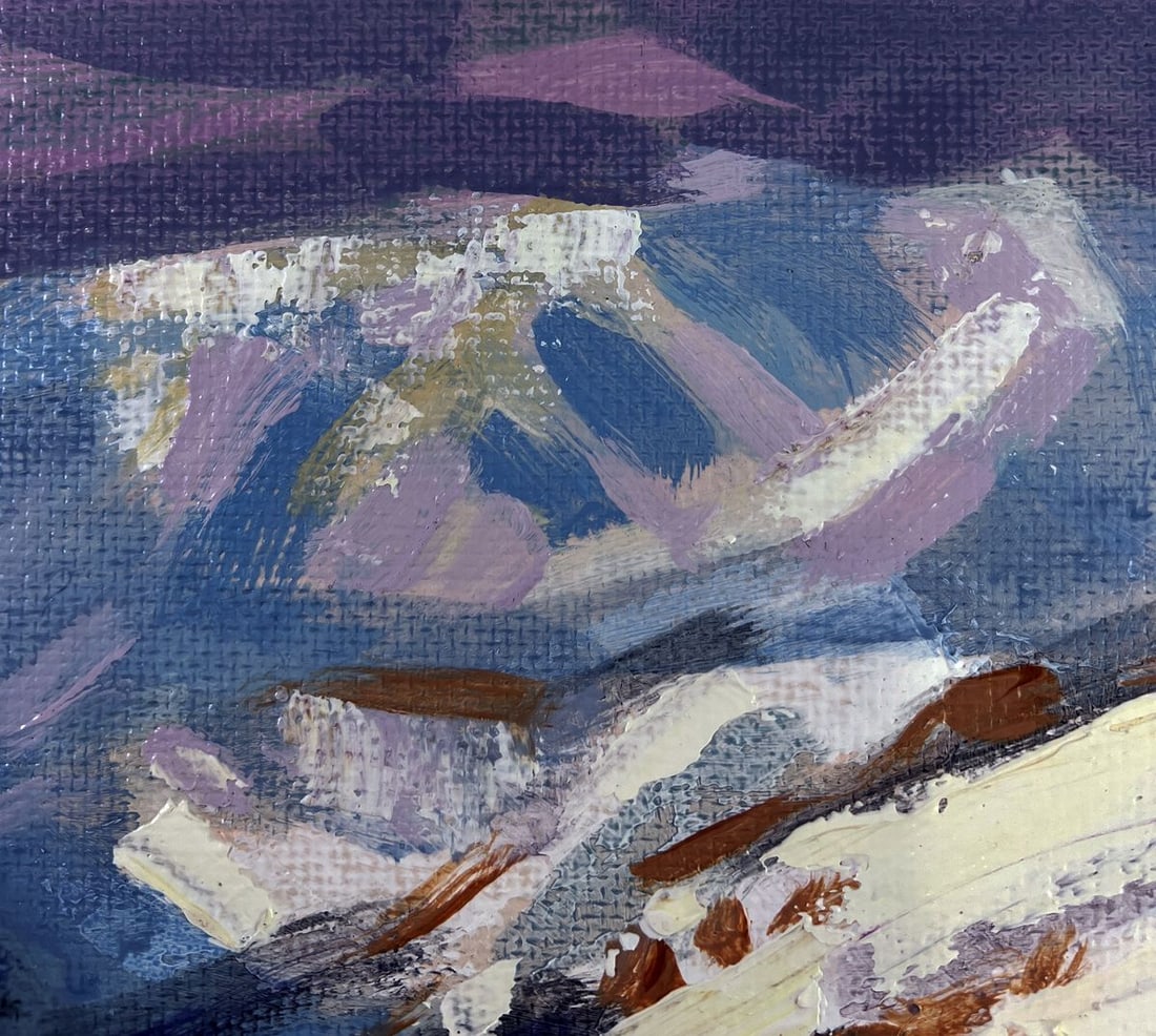 Acrylic painting Snow capped mountain peaks Mykhailo Patskan - 5