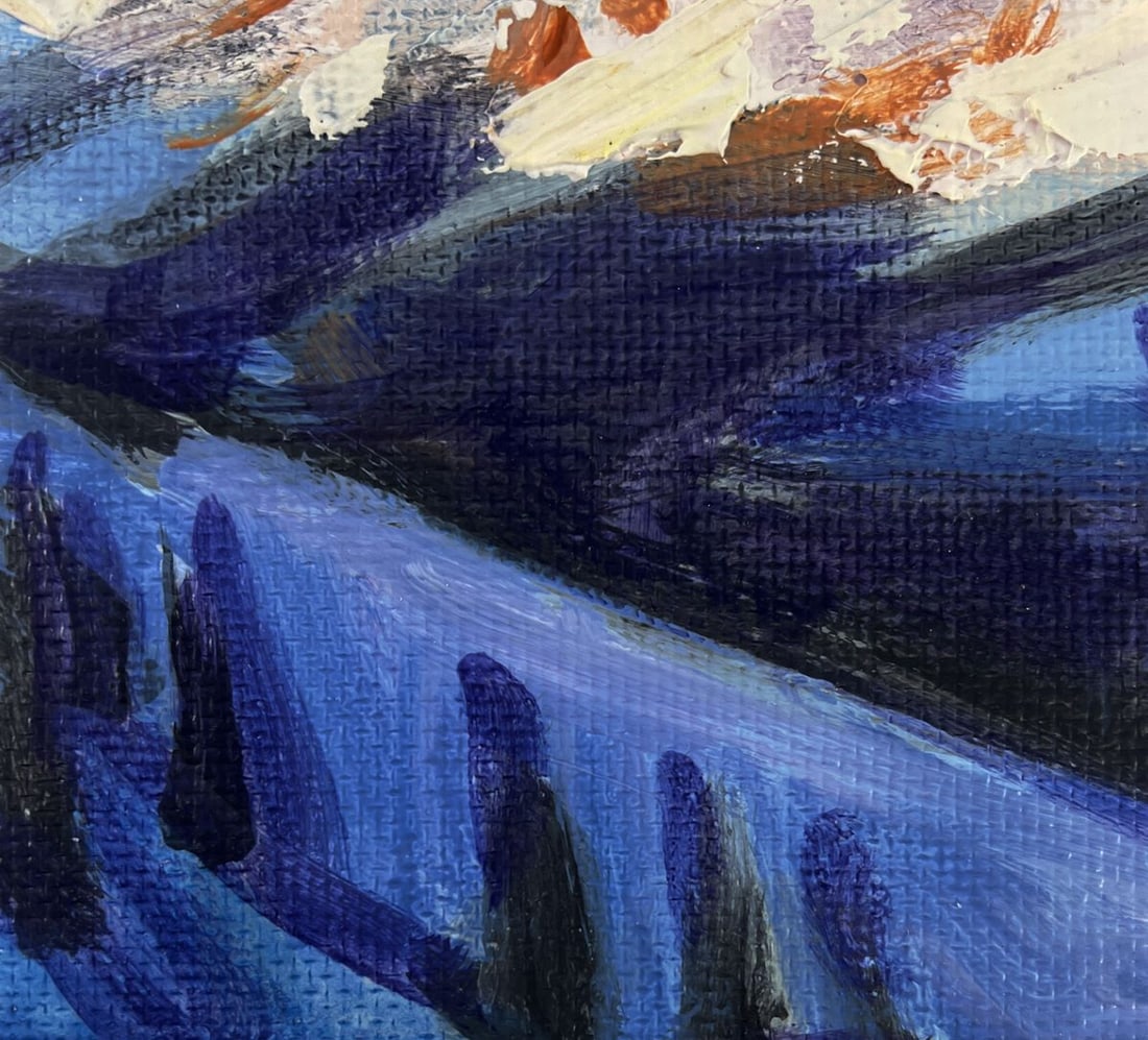 Acrylic painting Snow capped mountain peaks Mykhailo Patskan - 7