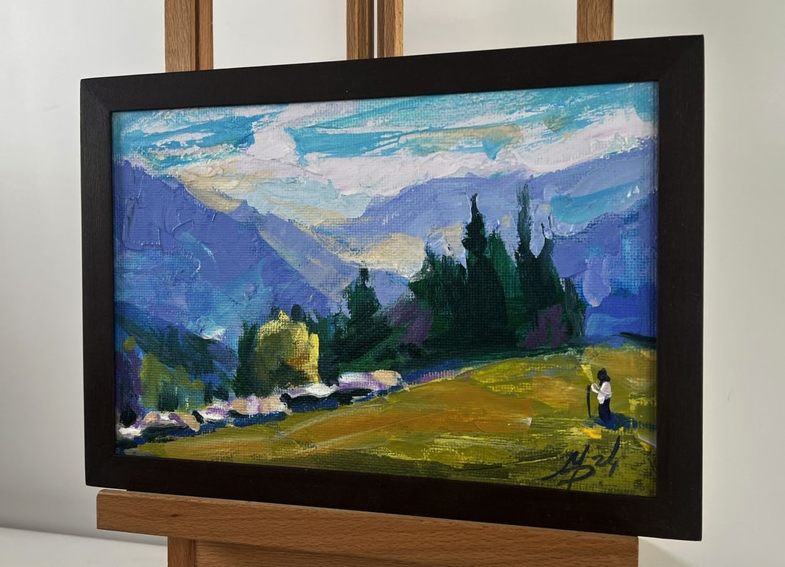 Acrylic painting In the mountain meadows Mykhailo Patskan - 2