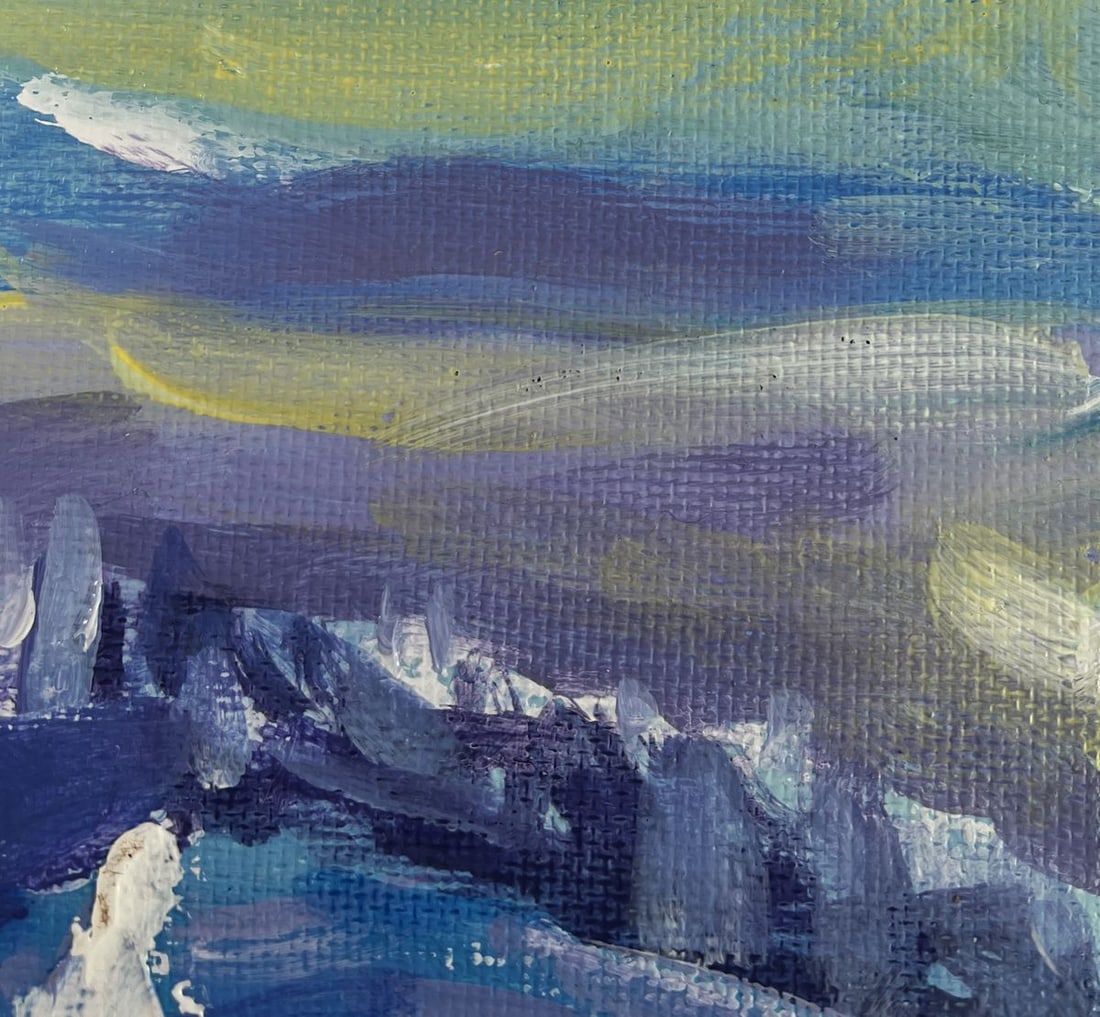 Acrylic painting Winter fog descended Mykhailo Patskan - 4