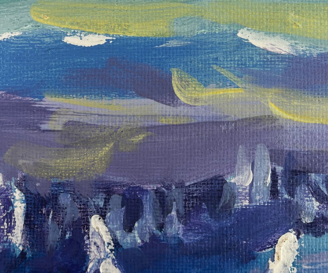 Acrylic painting Winter fog descended Mykhailo Patskan - 5