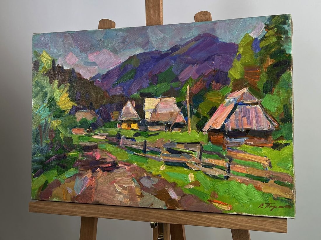 Oil painting Mountains above the village Vyacheslav Pereta - 2