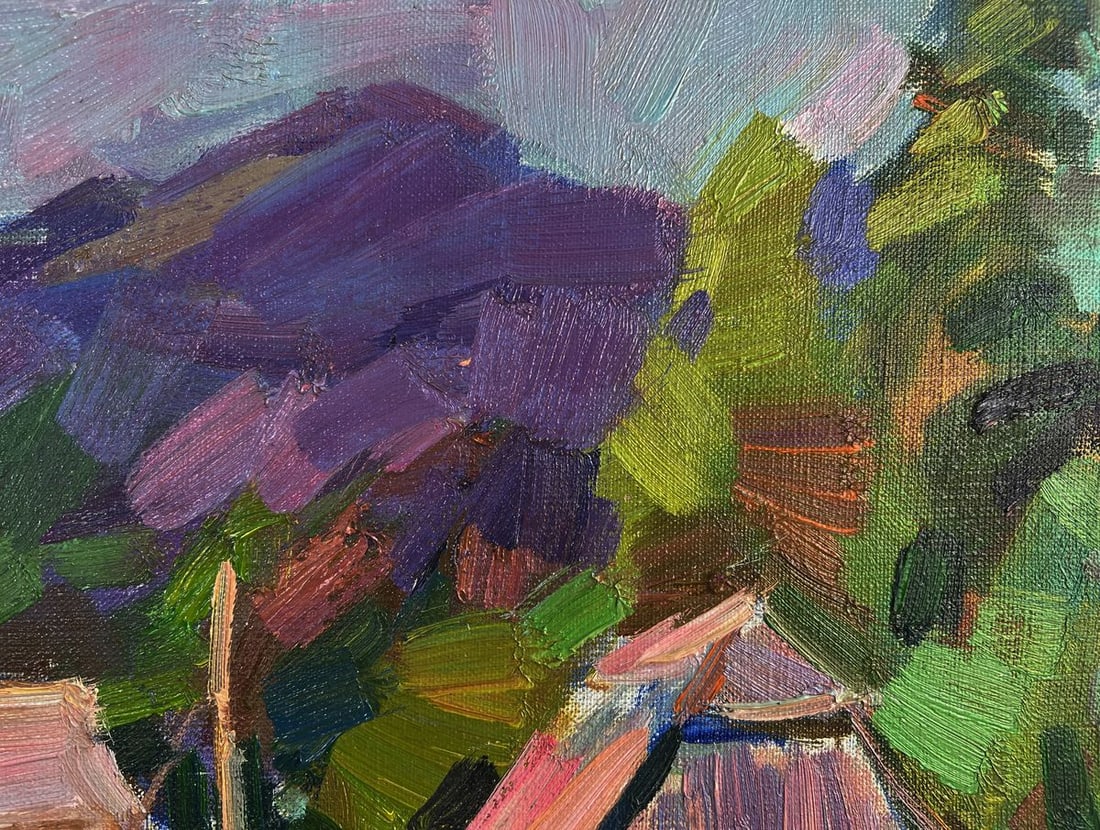 Oil painting Mountains above the village Vyacheslav Pereta - 4