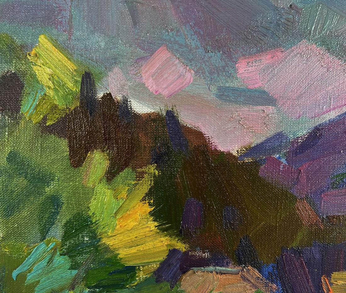 Oil painting Mountains above the village Vyacheslav Pereta - 6