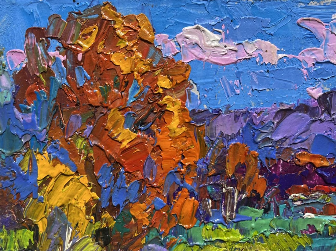 Oil painting Early in the morning in the field Alex Kalenyuk - 4