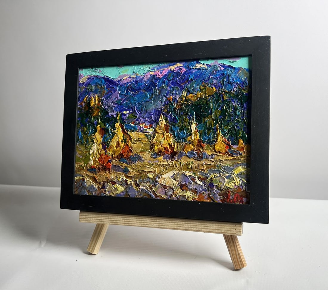 Oil painting Haystacks and mountain view Alex Kalenyuk - 2