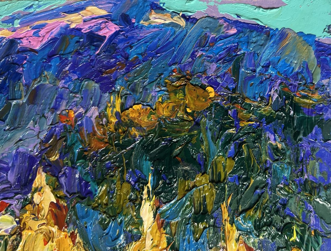 Oil painting Haystacks and mountain view Alex Kalenyuk - 4