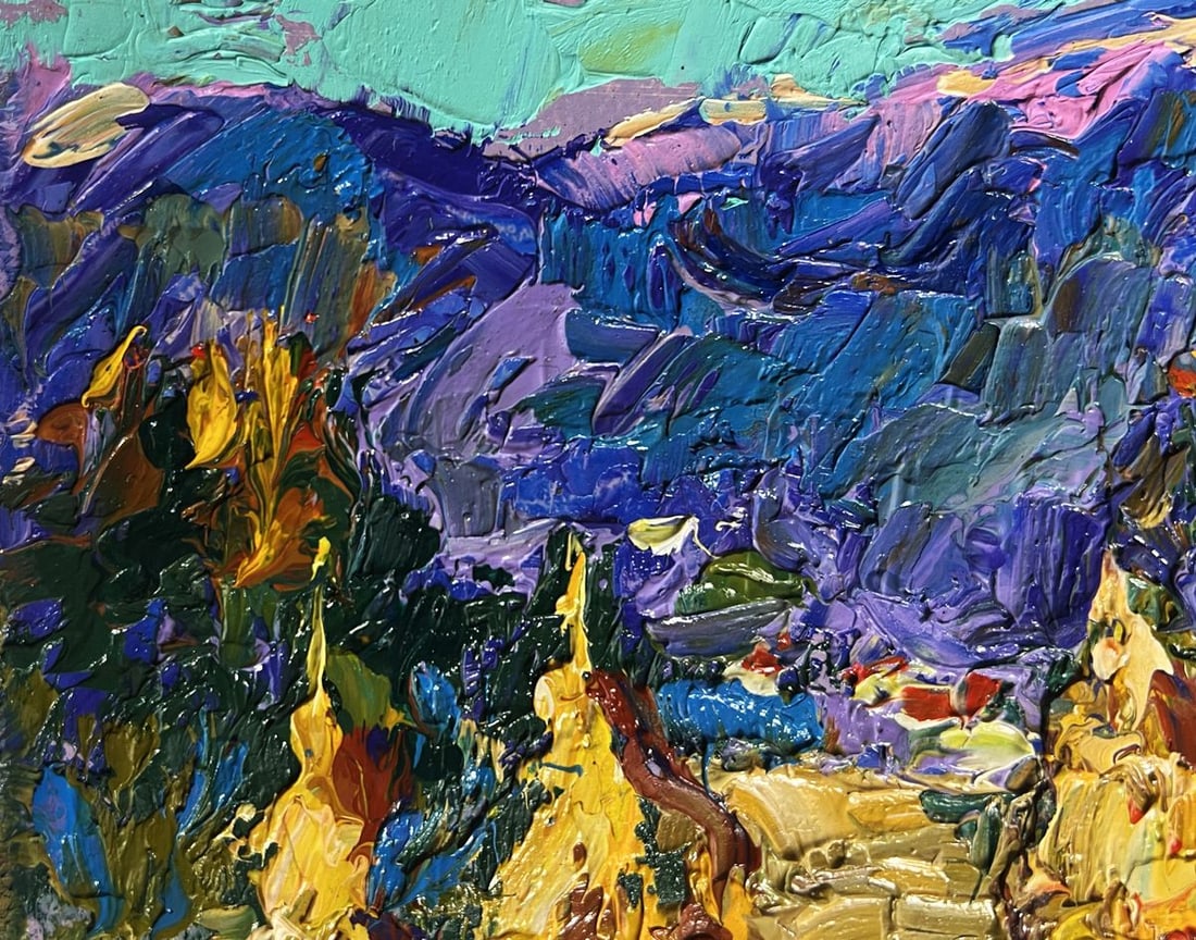 Oil painting Haystacks and mountain view Alex Kalenyuk - 6
