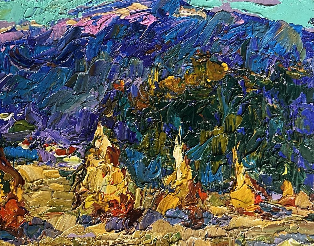 Oil painting Haystacks and mountain view Alex Kalenyuk - 8