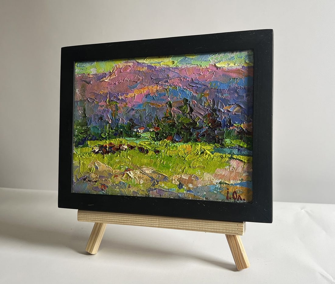 Oil painting Mountains bathed in summer sun Alex Kalenyuk - 2