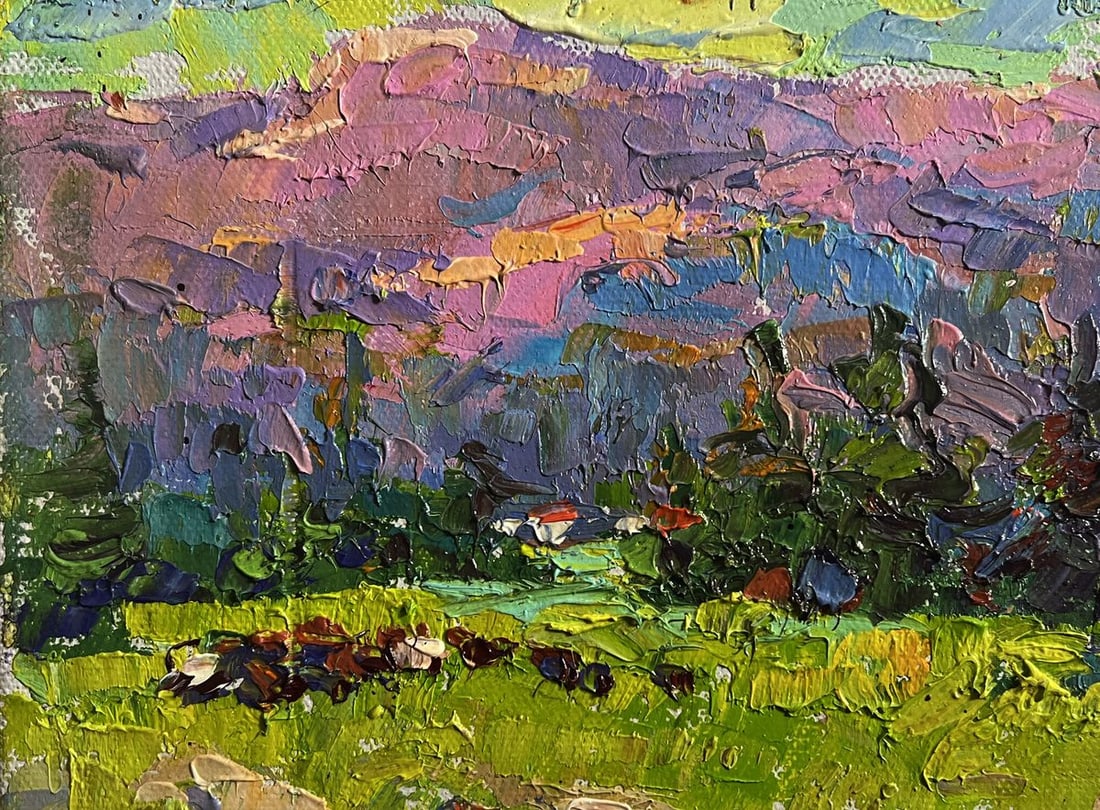 Oil painting Mountains bathed in summer sun Alex Kalenyuk - 7