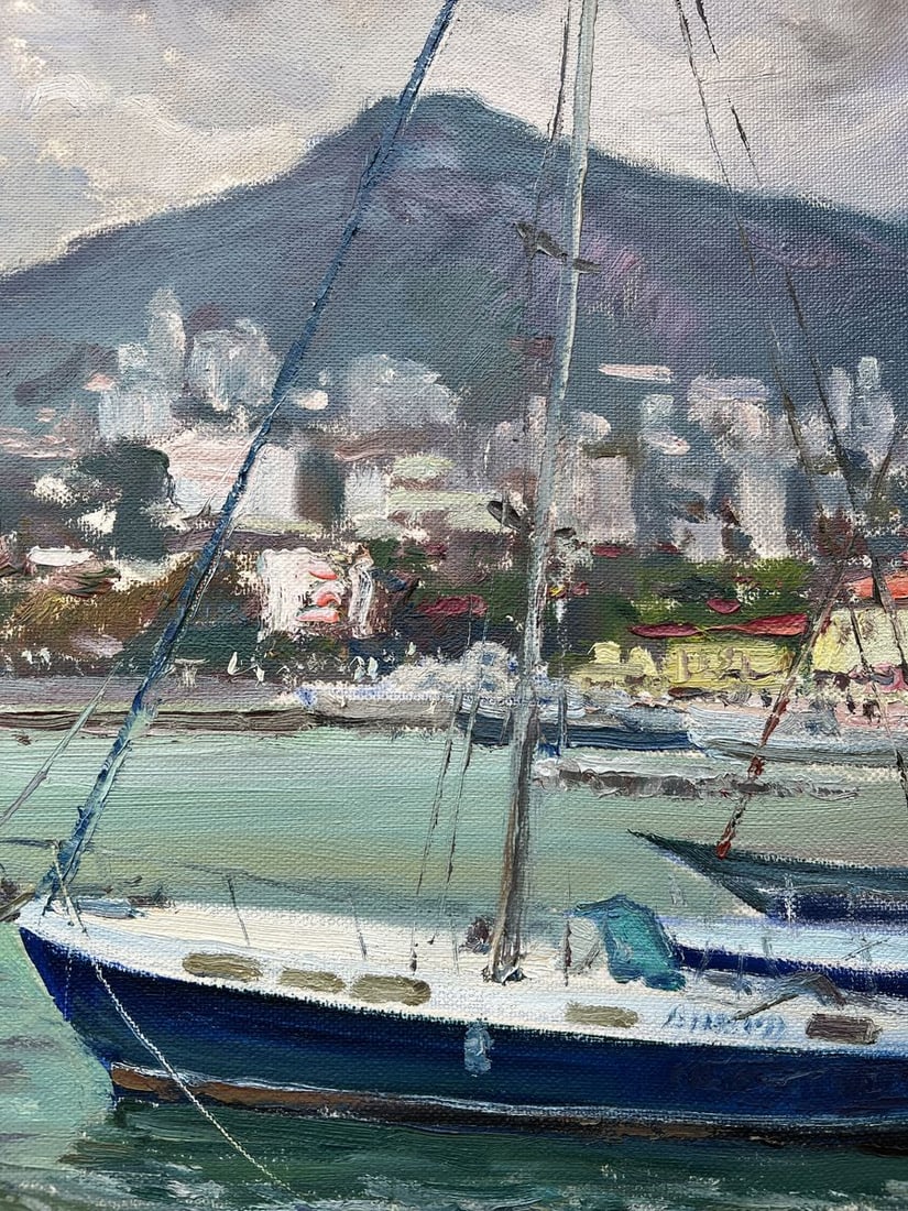 Oil painting City port V. Mishurovsky - 5