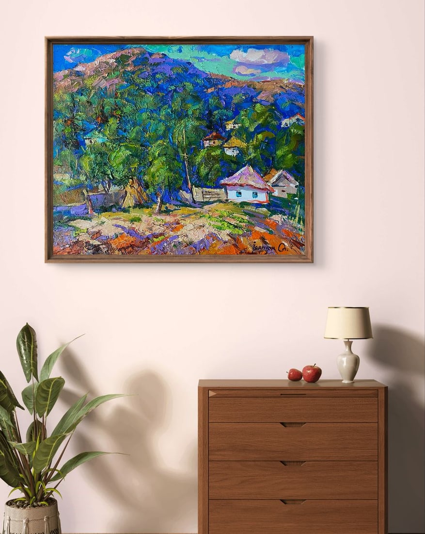 Oil painting A village in a valley Alex Kalenyuk - 2